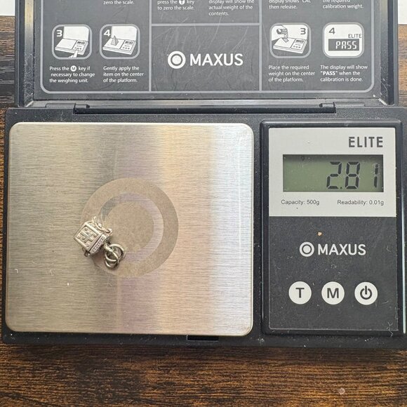 VTG Sterling Silver 925 Israel Square Poison Box Charm Small Pendant .50" Square - Picture 8 of 12